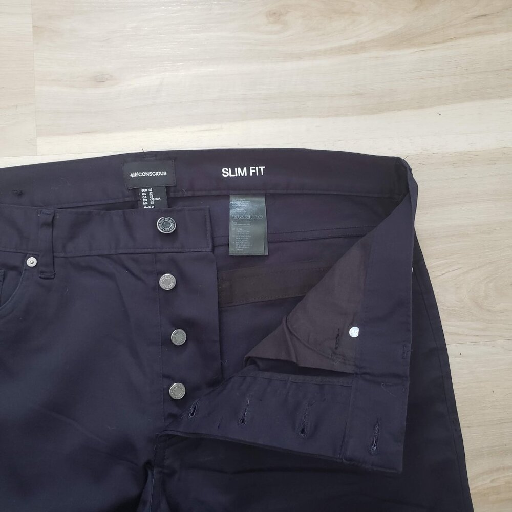 H&M Men's Slim Fit Trouser Pants Navy Blue Size 32 - Picture 5 of 11